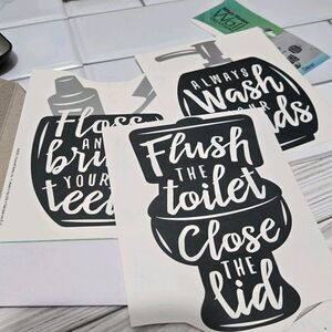 Bathroom Powder Room Wall Art Stickers Set Of 3 DIY